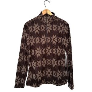 Hot Chillys | Brown Snowflake Quarter Zip Pullover Size Medium